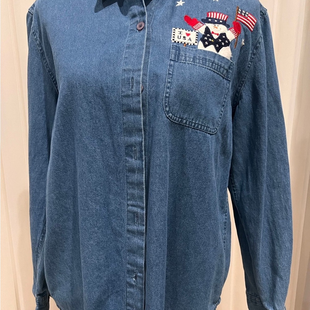 Vintage Patriotic Denim button up shirt